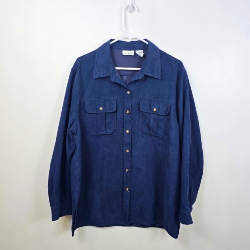 White Stag Navy Utility Button Front Shirt Large